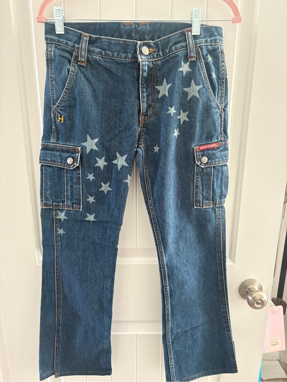 Hysteric Glamour Dark Blue Star-Print Bootcut Cargo Jeans